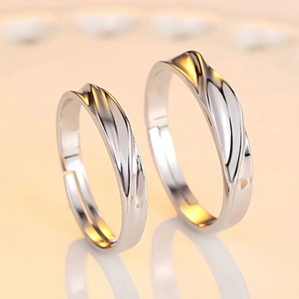 Cincin Pasangan, Perak S925 Sterling, Rekaan Berpintal Gelombang Air, Gaya Korea, Cincin Wanita Fesyen, Cincin Cinta Jalinan, Sesuai untuk Pasangan