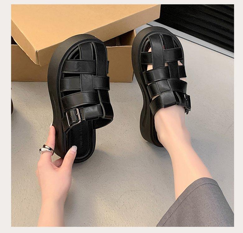 Product Introduction of Thick Sole Closed Toe Woven Half Slippers for Women 2025 Summer New Comfortable Lightweight Slip-On Casual One-Word Slippers 18