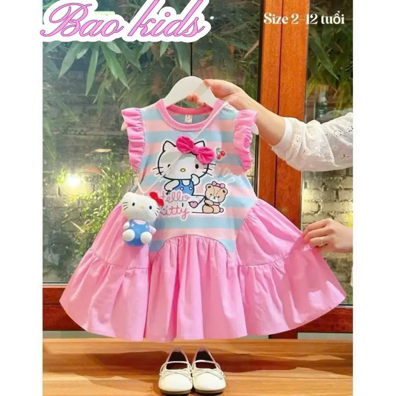 Váy kẻ hello kitty không kèm gấu