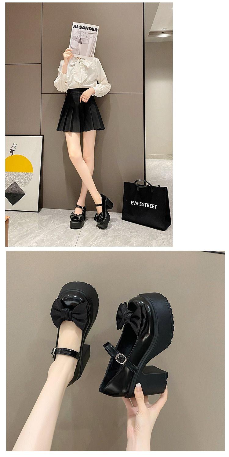 Product Introduction of Giày Mary Jane, Dành Cho Nữ, Thời Trang Mới Mùa Lò Xo Và Mùa Thu, Nơ Cao Gót, Đế Dày, Gót Chunky, Thích Hợp Cho Váy Một Bộ Phù Hợp, Dễ Phối Đồ, Giày Da Nhỏ Shoes 9