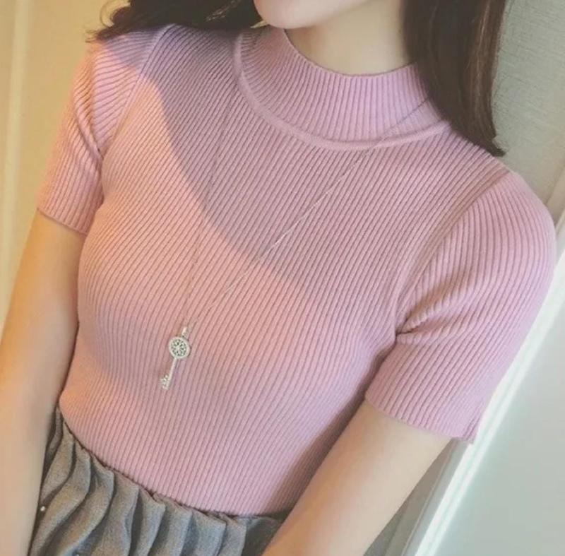 BrnjayaStore Inner Turtleneck Lengan Pendek Wanita Kerah Tinggi Kekinian Viral Terbaru 3