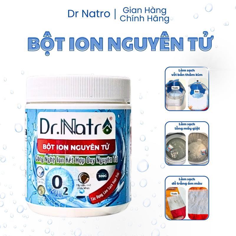 Bột ion Nguyên Tử DrNatro - Tẩy quần áo thâm kim mồ hôi, tẩy lồng máy giặt, khử mùi mốc. Hủ 500Gram Làm Sạch