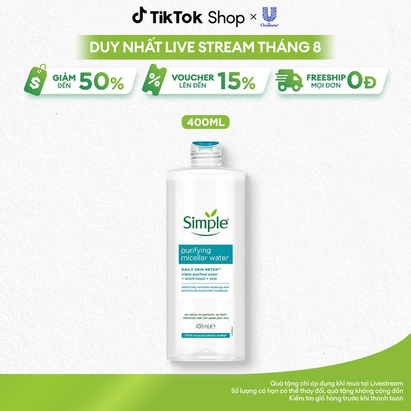 [FS] Nước Tẩy Trang Simple Micellar Giúp Loại Bỏ Bụi Bẩn Và Lớp Trang Điểm Cho Da Thoáng Mịn 400ml [3]