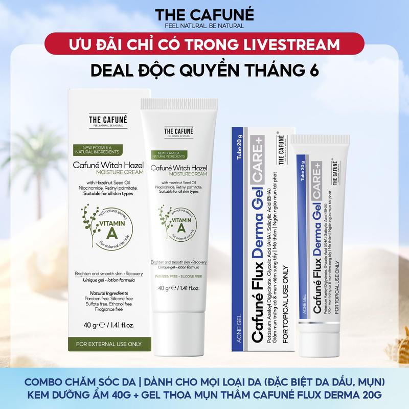 Combo Gel Chấm Mụn Cafuné Flux Kem Dưỡng Ẩm Cafuné Dành Cho Da Mụn 120gram Skincare Chăm Sóc Da TCF Dưỡng Ẩm Da munviem kem trị