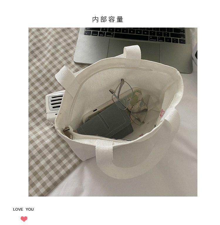 Product Introduction of Small Tote Bag Canvas Bag for Women Casual Small Bag Cloth Bag for Work Handheld Lunch Bag Student Lunch Box Bag with Zipper 4