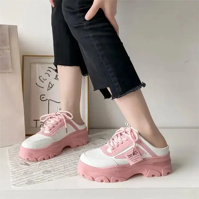 PROMO - SEPATU WANITA SNEAKERS FASHION KOREA SLIP ON TALI SPORT TERBARU 4