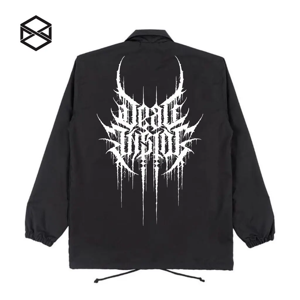 JAKET COACH INSIDE VARIAN TERBARU / JACKET WINDBREAKER PRIA WANITA ANTI AIR Kancing Panjang Parasut Printing Waterproof Hitam