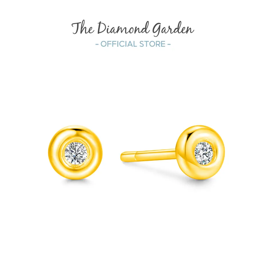 TDG 10K Gold Lab Grown Diamond Bezel Earrings