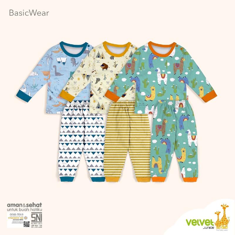 V004 VELVET JUNIOR Setelan Baju Oblong Panjang Stelan Katun Celana Anak Perempuan Laki Laki 2