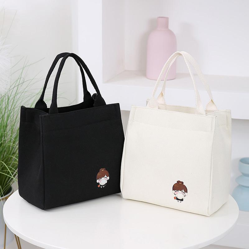 Product Introduction of Túi Đựng Hộp Cơm Bento, Cầm Tay Cho Học Sinh, Dung Tích Lớn, Túi Tote Đi Chơi Họa Tiết Hoạt Hình, Làm Bằng Vải Bố, Thích Hợp Cho Phụ Nữ, Túi Xách 11
