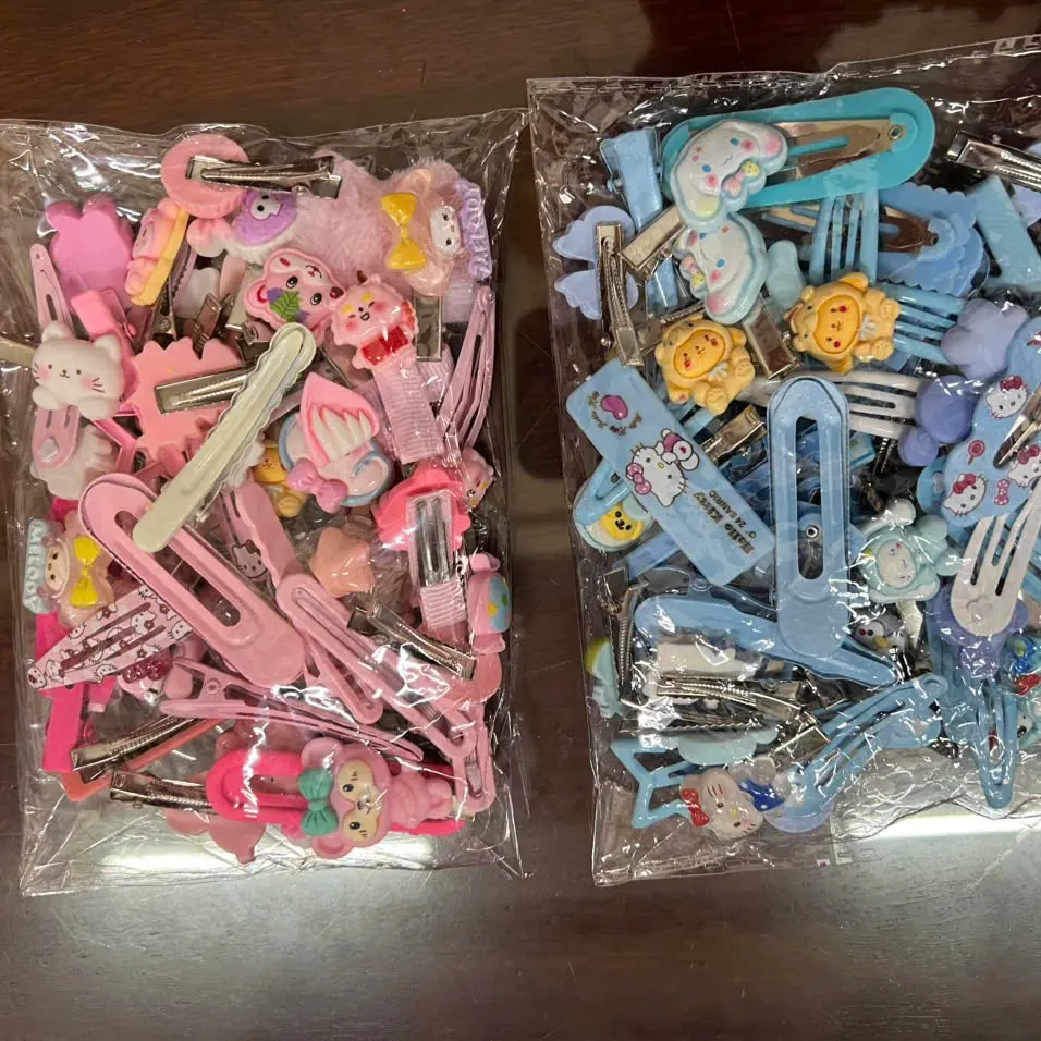 Set 50 kẹp tóc màu hồng, màu xanh cho bé gái siêu dễ thương phong cách hàn quốc