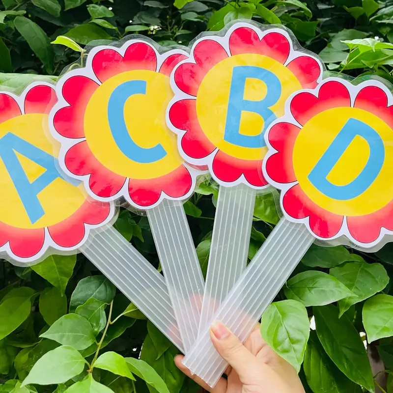 Thẻ hoa đáp án cầm tay cán nhựa cứng 0