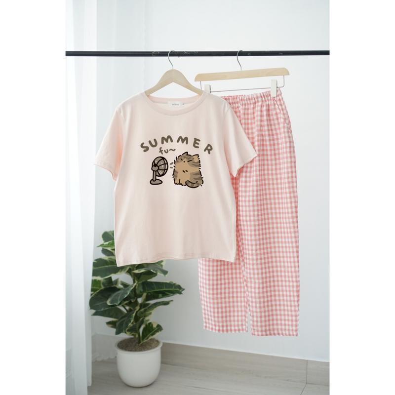  Đồ Bộ Áo Tay Ngắn Quần Dài ĐŨI in hình siêu xinh NEONVN - Đồ bộ nữ mặc nhà mặc ngủ áo cotton 100% quần đũi mềm mại 