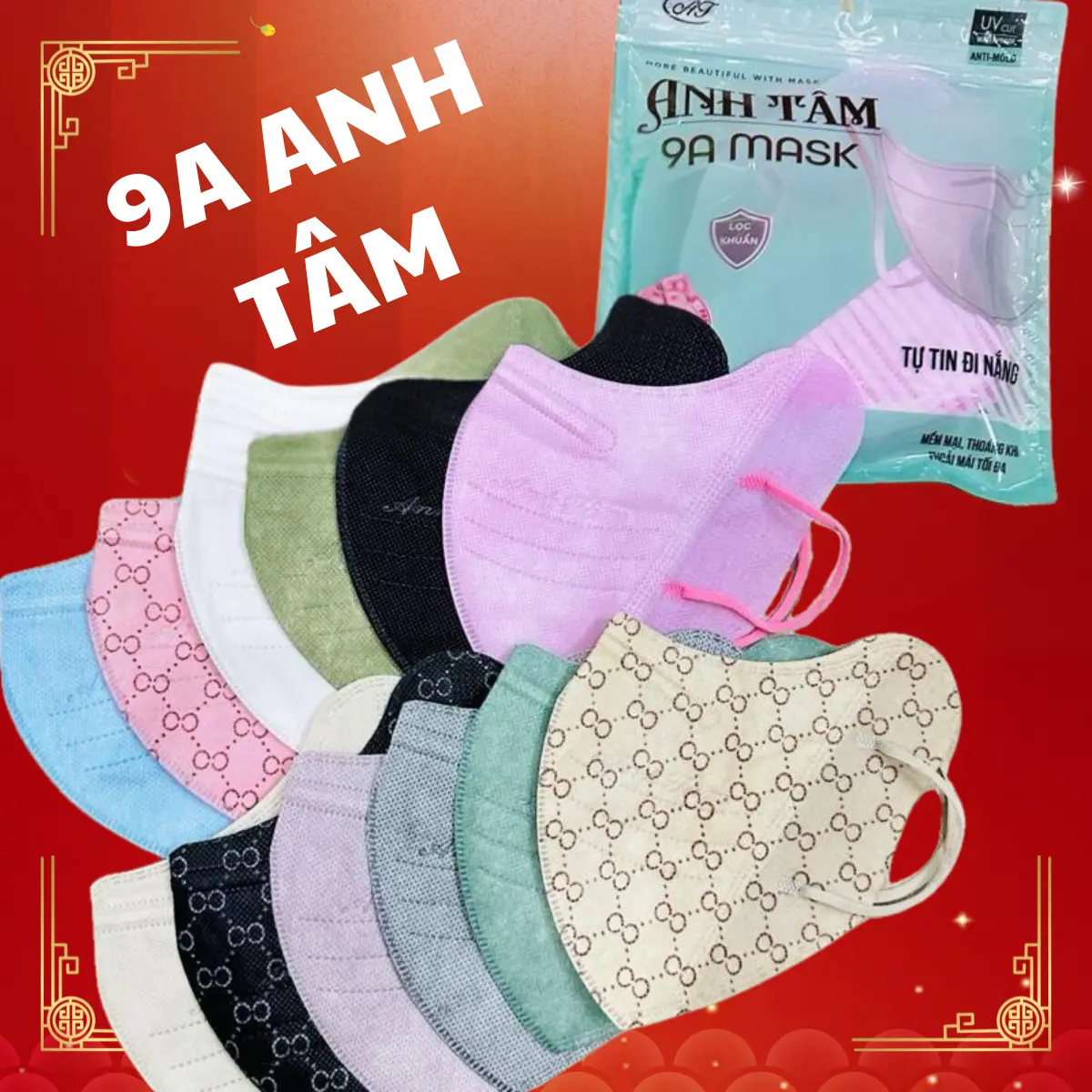 100-200 Cái Khẩu Trang 9A -ANH TÂM full Mặt 5 Lớp mẫu mới chồng nắng 2 bên má chống Tia UV Phụ Kiện Che Mặt Accessories Mask Nam Nữ Móc Khoá Len Len