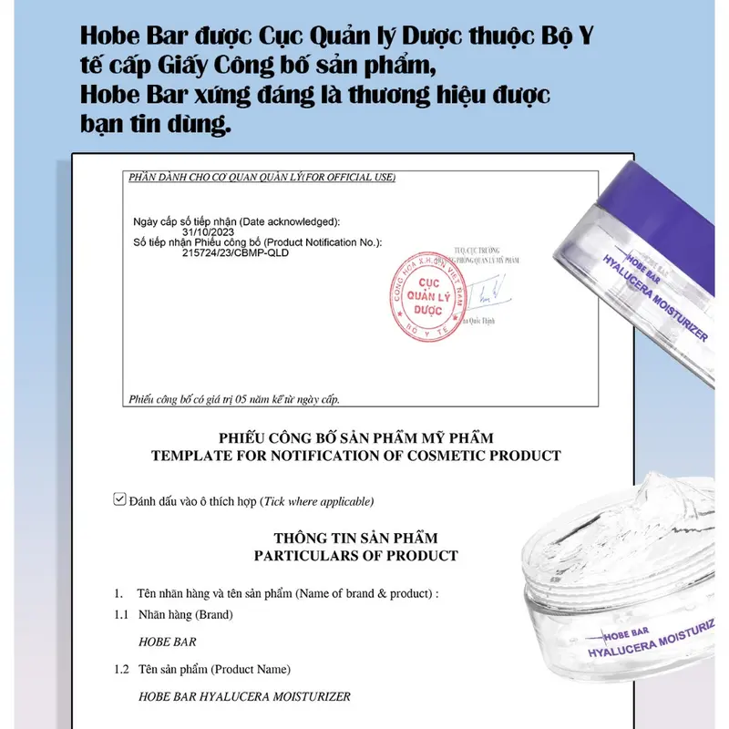 Kem Dưỡng Ẩm HOBEBAR Siêu Cấp Ẩm Dưỡng Sáng Hiệu Quả Làm Dịu Da và Phục Hồi Nâng Tone Dành Cho Mọi Loại Da Hộp 55ml Skincare Nữ 1