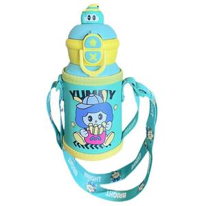 Cawan Patung Kartun Kebaharuan Kanak-kanak, dengan Tudung Dwi Minuman, untuk Kana Reka Bentuk Comel, Cawan Air Straw Mudah Alih, Tarikh Keluaran: 2025 Bottles Hijau Kitchenware Merah Water Bottles termos  nasi  kain  lap kids  frozen  water