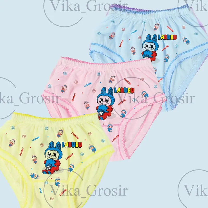 PROMO 6 PCS CD LABUBU ANAK PEREMPUAN USIA  2-8 THN CELANA DALAM VIRAL TERLARIS pakaian dalam 3-4 tahun Motif Fashion celana  dalam  anak 4