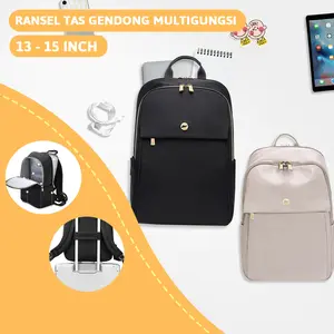 Tas Ransel Gendong Multifungsi Laptop Kuliah Sekolah Cewek Wanita Pria Cowok Leptop 11 12 13 14 15 15,6 inch Tahan Air Warna Pink Hitam