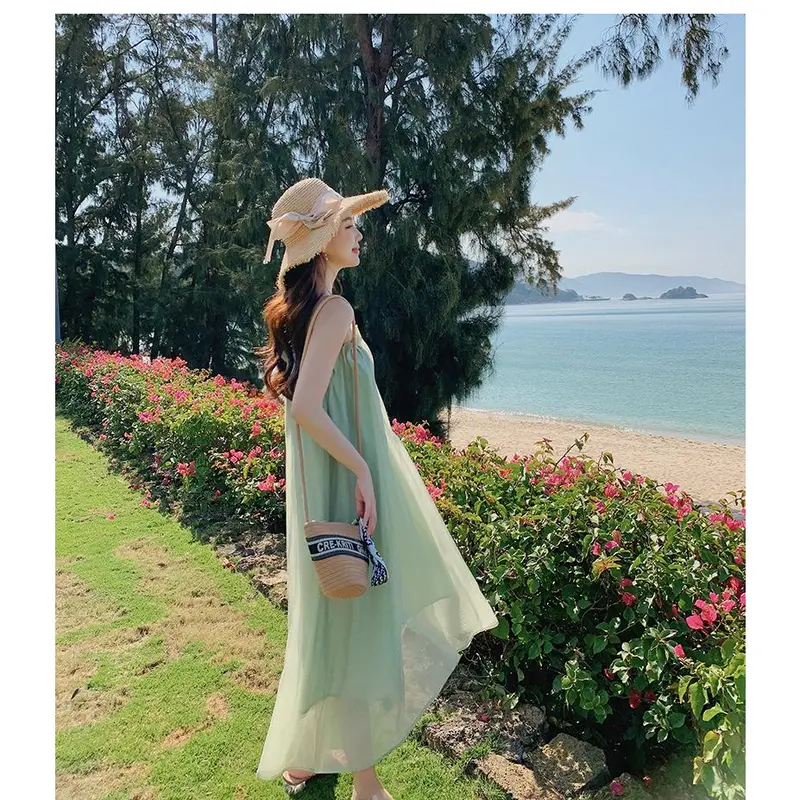 Váy Hai Dây Mùa Hè, Siêu Thanh Lịch, Phong Cách Nữ Thần Thanh Lịch, Váy Đi Nghỉ Mát Bãi Biển Đi Kỳ Nghỉ Bờ Biển, Váy Dài, Hàng Mới Về Năm 2024 Dress Women Khuy 6
