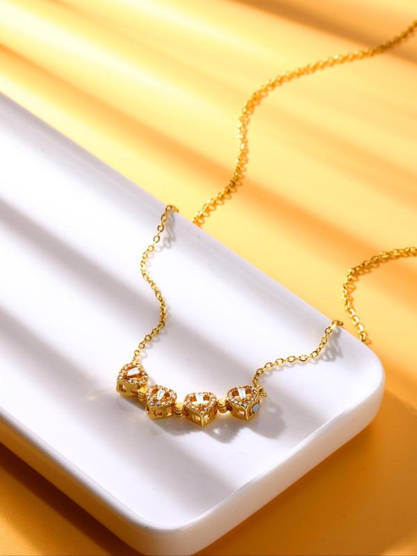 Rhinestone Decorated Pendant Necklace, Heart-to-heart Four-leaf Clover Design Necklace, Creative and Personalizedone Style for Multiple Wear Necklace, Fashion Matching Jewelry Accessories Gift for Women and Girls 9