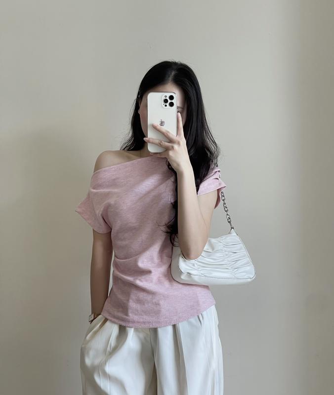 Áo Thun Lệch Vai Xếp Ly, Áo Kiểu  Sườn Nhún Eo Điệu Đà, Áo Phông Form Vừa Chất Vải Co Dãn Mềm Mịn Miho House | BigBuy360 - bigbuy360.vn