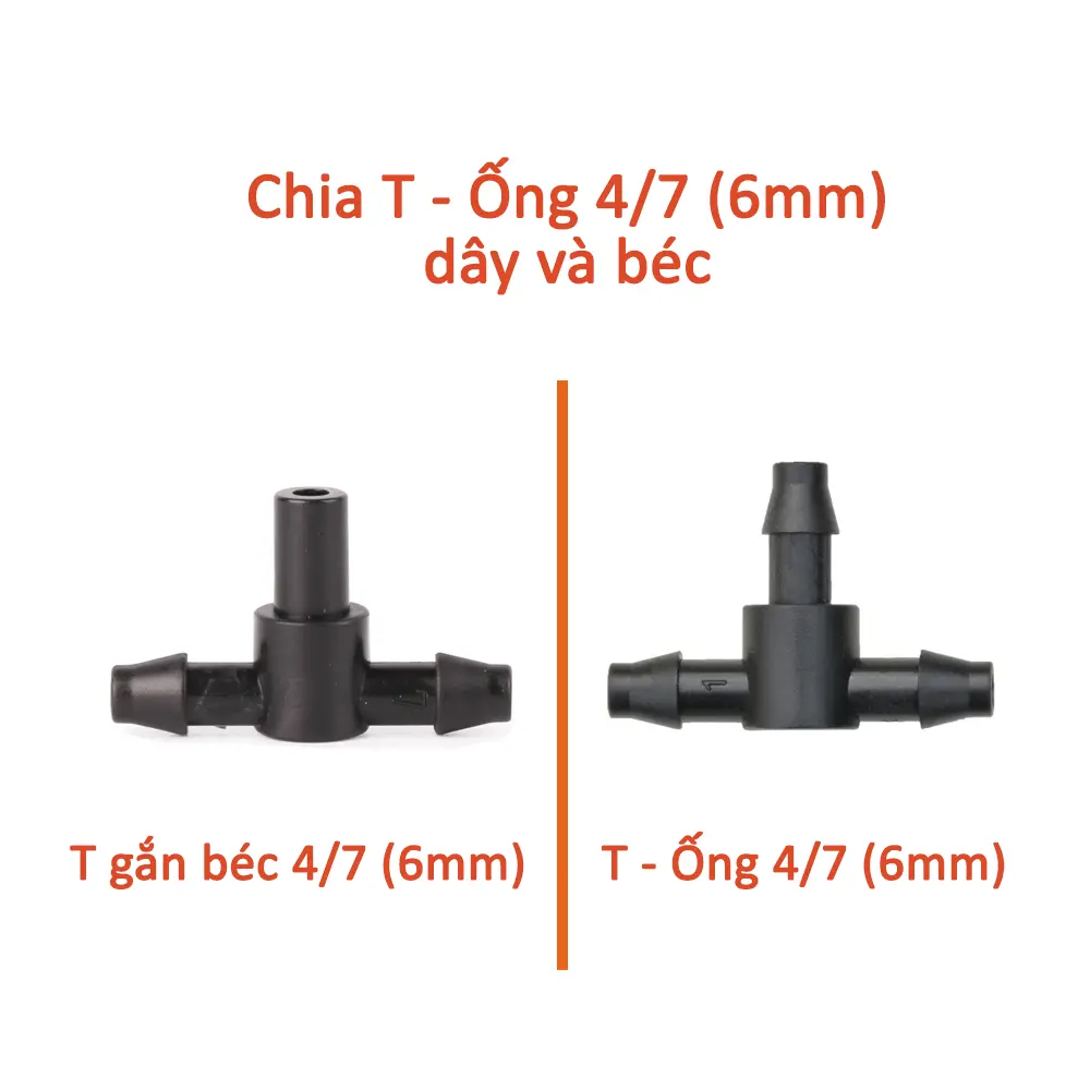 Chia T nối ống 4.7mm và gắn đầu béc phun sương các loại