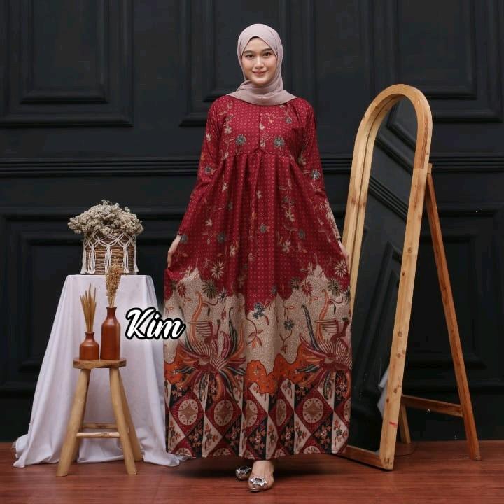 PROMO GAMIS BATIK MODERN MURAH BERKUALITAS Poliester wanita Muslim 6
