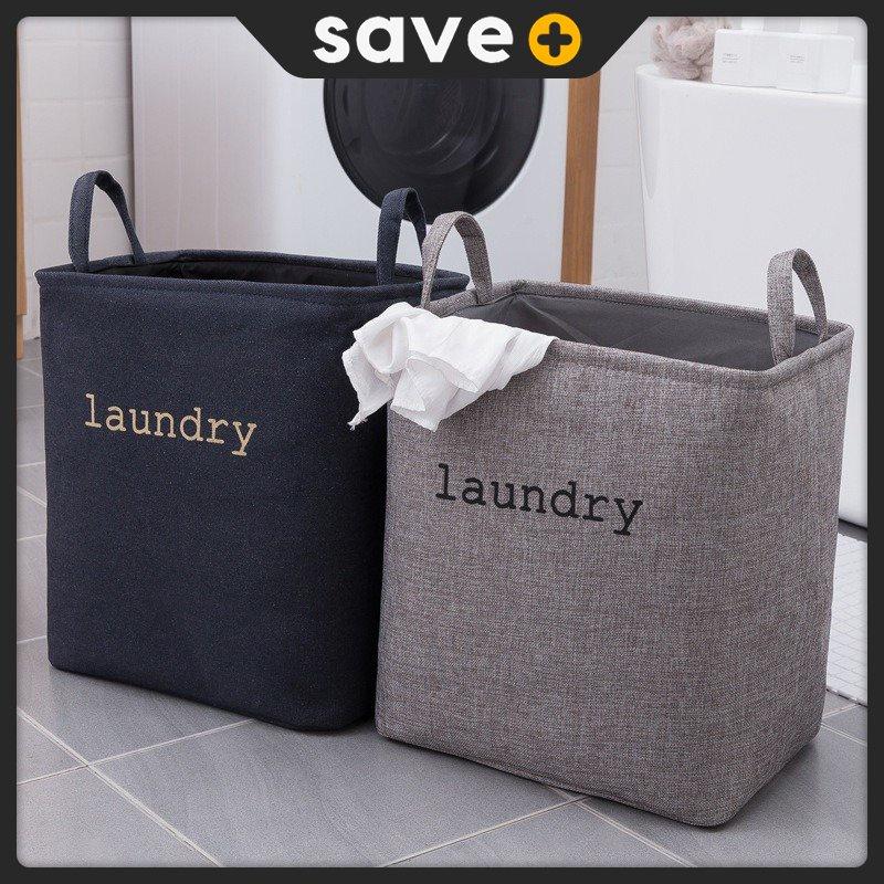 SAVE+ Foldable Laundry Basket Thick Oxford Cotton Linen Self-Standing ...