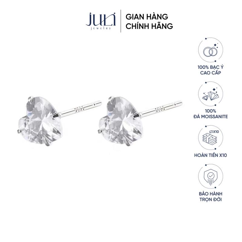 [Khuyến Mãi]Bông tai bằng bạc Ý trắng sáng lấp lánh, đính Kim Cương sang trọng Hot trend|KT1031 JULI 2