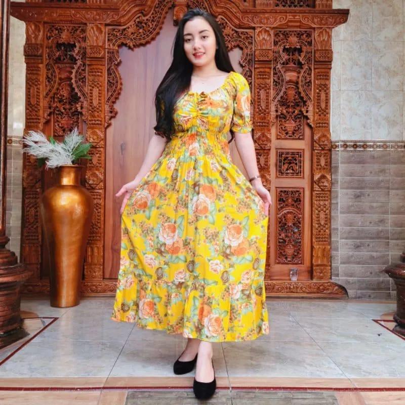 DRESS KERUT TALI DADA | DASTER BALI SANTAI KERUT KARET RAYON SUPER 4