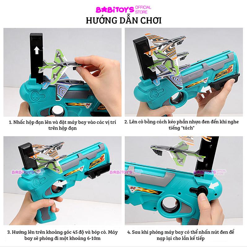 Đồ chơi phóng máy bay xốp loại lớn 25cm, phóng máy bay mô hình cho bé đồ chơi vận động ngoài trời 3