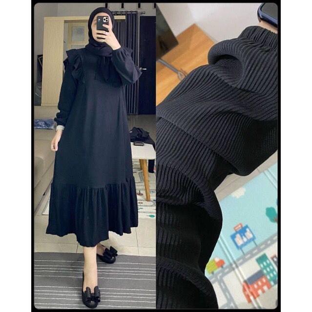 ILMIRA Maxy Dress Rip Knit CAsual Dress Rajut Wanita Simple Outfit Kekinian WL 6