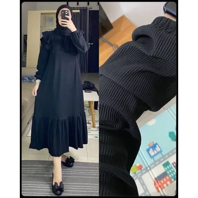 ILMIRA Maxy Dress Rip Knit CAsual Dress Rajut Wanita Simple Outfit Kekinian WL 5