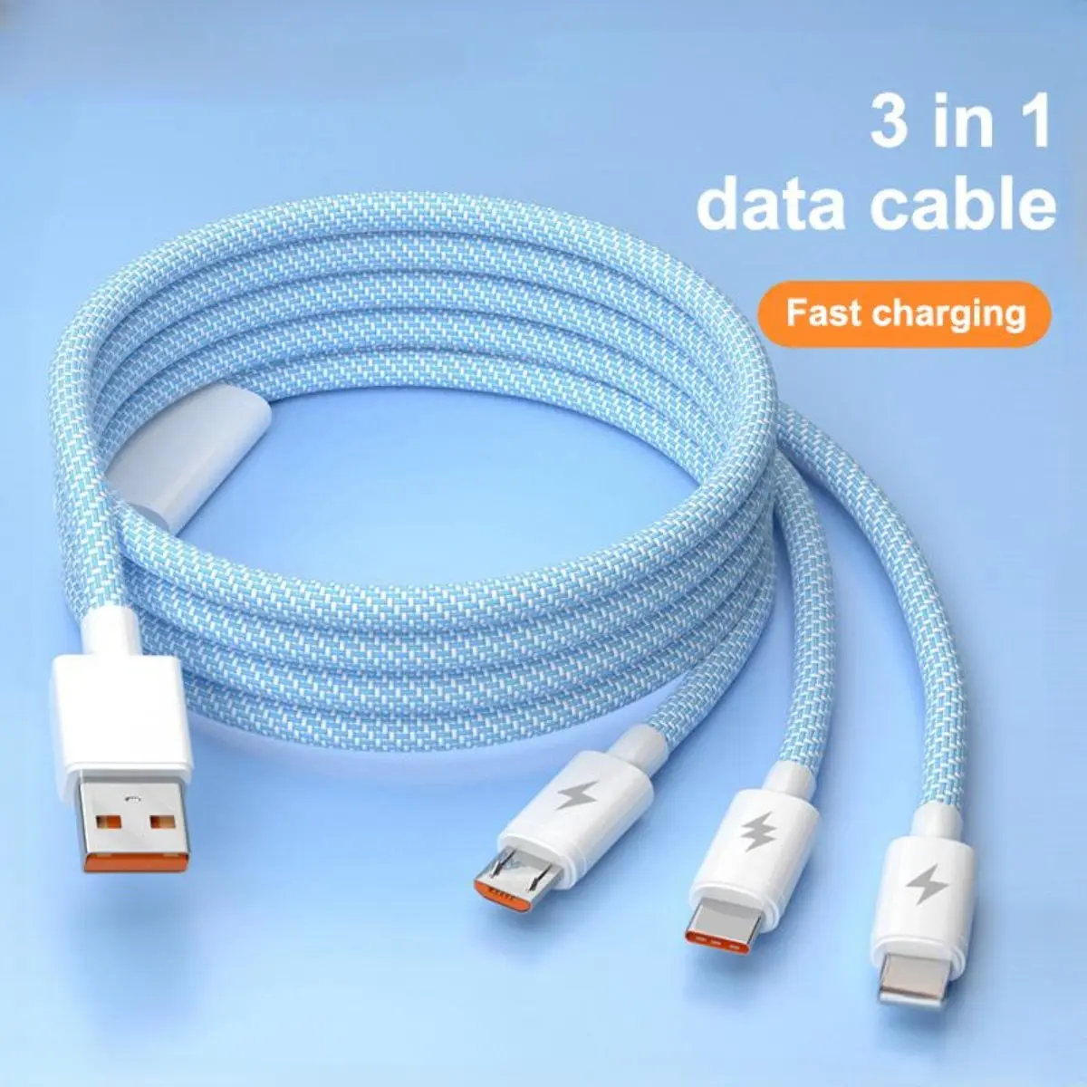Cáp sạc nhanh, 3 trong 1, Cáp dữ liệu sạc màu Macaroon, Tương thích với Vivo, Oppo, Huawei, Xiaomi Phone Sạc Điện Thoại Usb Phụ Kiện