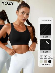 YOZY-GOOO Women's Solid Cut Out Backless Crop Tank Top, Casual Scoop Neck Sleeveless Top for Daily Wear, Ladies Clothes for All Seasons