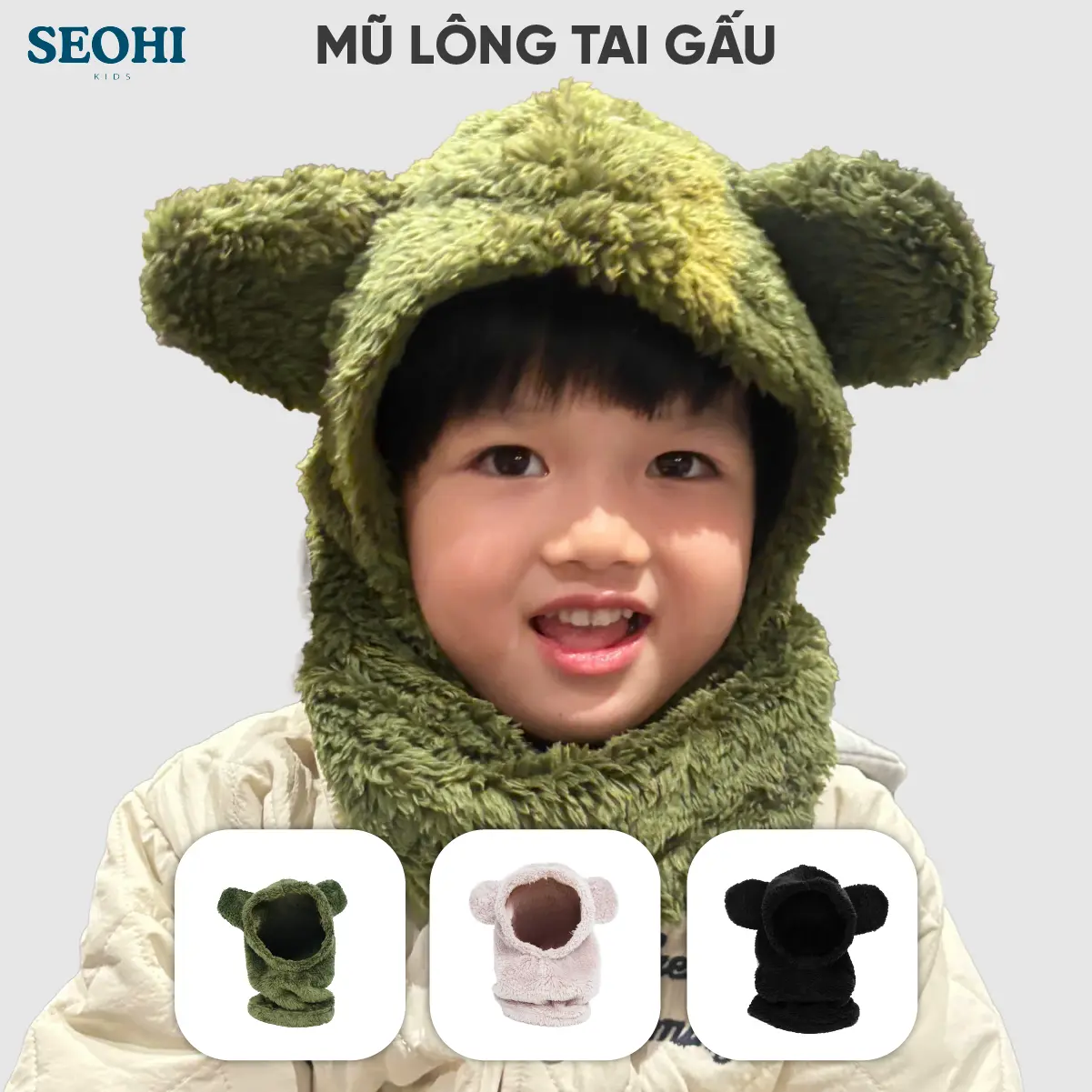 Mũ gấu SEOHI cho trẻ em và người lớn (Mã MG001)