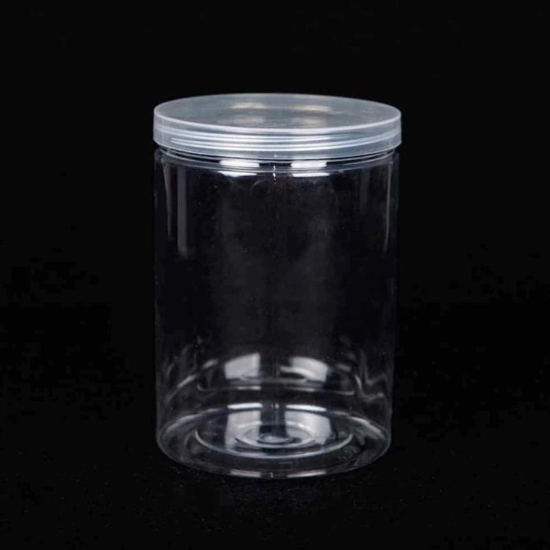 Portable Clear Sealed Can with Lid Circular Storage Bucket Plastic Food Jar Food Grade Sealed Empty Packing Bottle 0