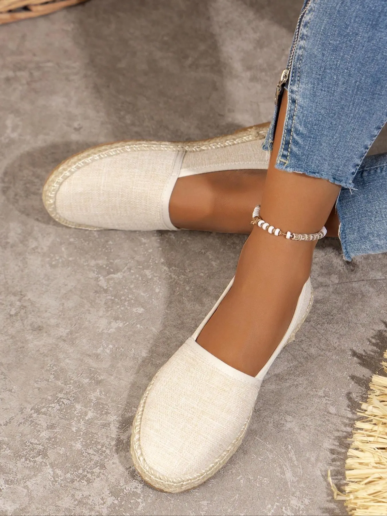 Women's Fashionable Plain Color Slip on Espadrilles, Casual Comfortable Canvas Shoes for Daily Wear, Non-slip Espadrilles for Women & Girls