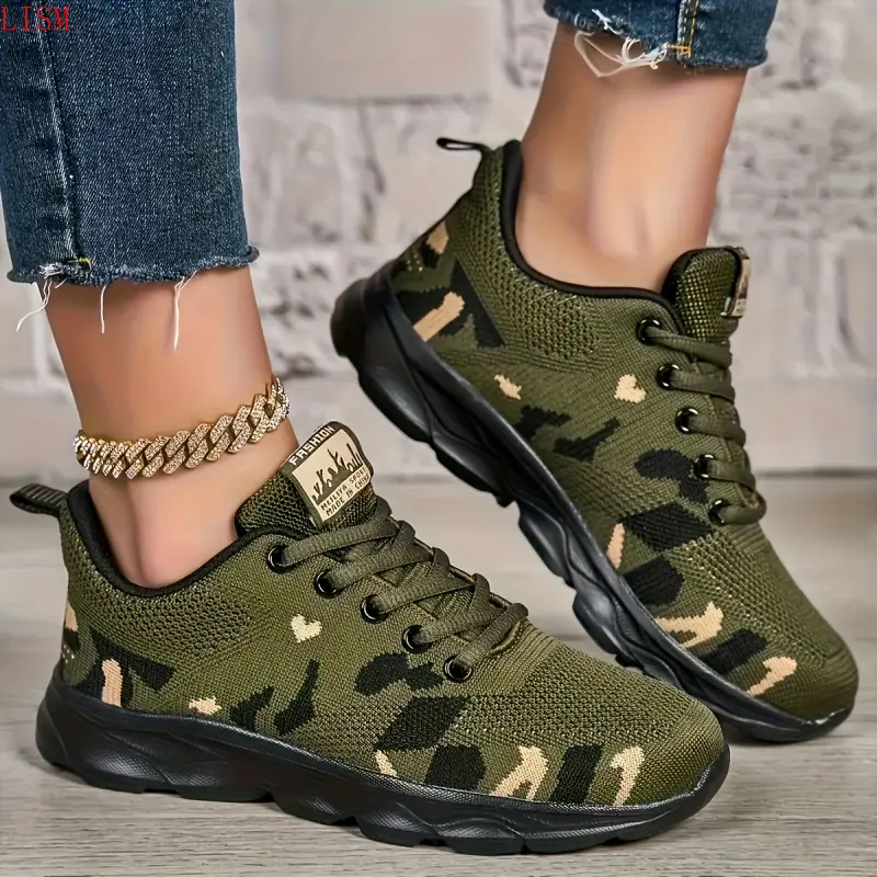 Brand LISM [Camouflage Sneakers] Camouflage Women's Fashion Sneakers |   Low-Top Lace-Up Casual Sports Shoes with MD Sole, Fabric Upper & Insole, All-Season Comfort for Casual Attire, Outdoor Activities, Durable Constructi 2