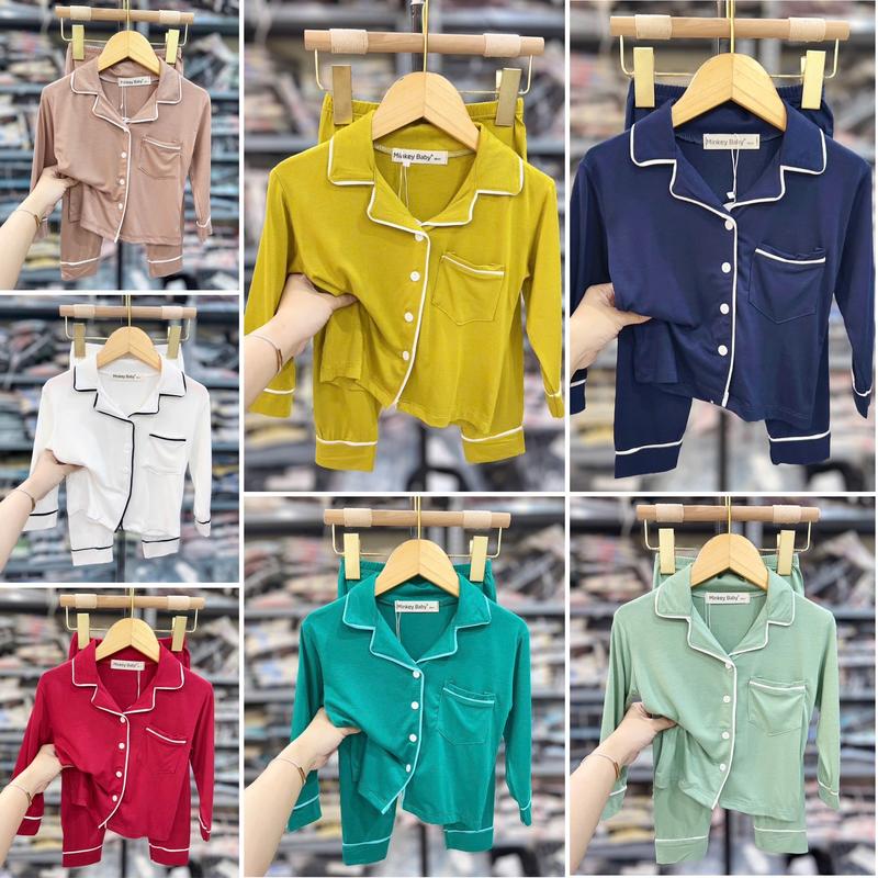 Đồ bộ pijama thun lạnh tay dài quần dài (8-24kg) cho bé trai bé gái, vải mềm mát, thoáng khí, phù hơp cho bé mặc ngủ.