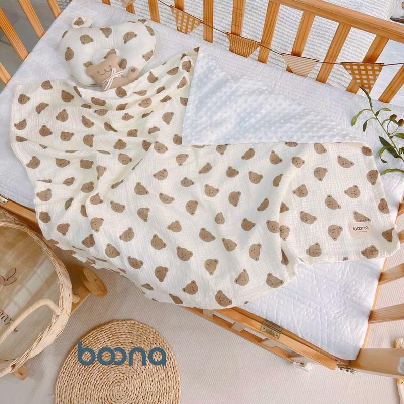Product Introduction of [BOONA] Chăn Nhung Hạt Đậu Mặt Vải Muslin Boona Cao Cấp, Mền Đắp Hoạ Tiết Hàn Quốc Mềm Mại, Ấm Áp Cho Bé KT 80x100cm 6