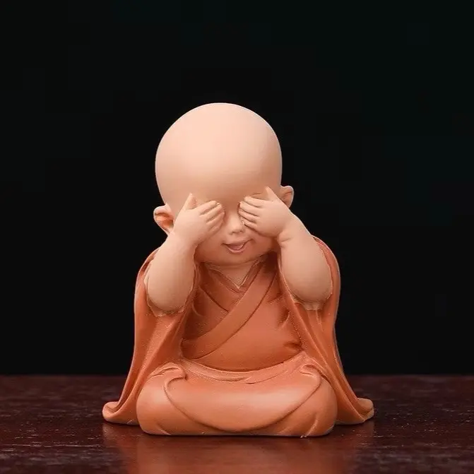 ￼TƯỢNG CHÚ TIỂU MINI ÁO NÂU - Bộ Tượng 3 Chú Tiểu An Vui An Nhiên Bình Yên Tam Không - Chú Tiểu Trang Trí Ô Tô Để Bàn Làm Việc Bàn Học . Decor Trang Trí Trang Trí Nhà Decor Phòng Đồng 2