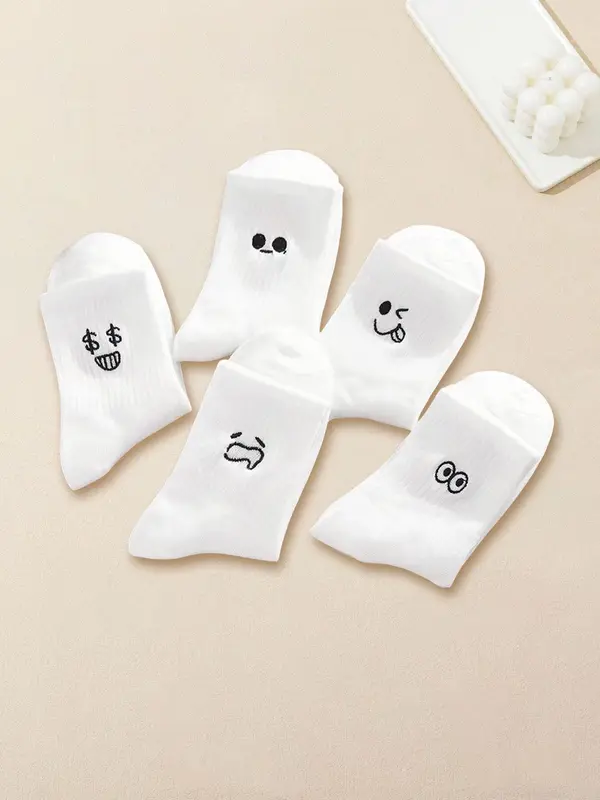 Women's Cartoon Pattern Mid-calf Socks, Cute Comfy Breathable Socks for Daily Wear, Women's Socks for Summer 4