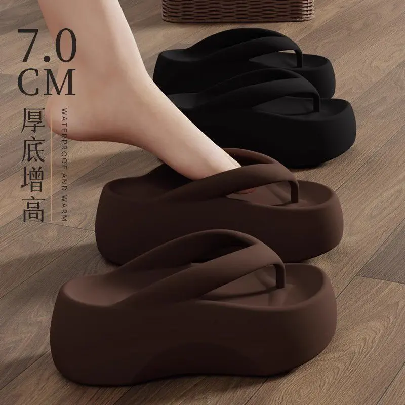 Dép Xỏ Ngón Đế Dày, Tăng Chiều Cao, Phong Cách Phương Tây, Không Trơn Trượt, Thích Hợp Cho Mùa Hè Và Các Hoạt Động Ngoài Trời Trên Bãi Biển, Thời Trang Và Thoải Mái, Dép Lê Nổi Tiếng Trên Internet, Dành Cho Nữ, Năm 2024 3