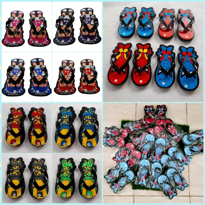 BELI LOKAL Paket Murah 20Pcs Sandal Jepit Anak Karakter Lengkung Cowok dan Cewek Keren Murah 1