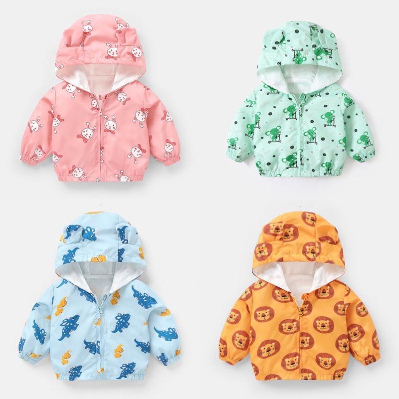 Áo khoác gió tai gấu liền mũ trẻ em Hàng Quảng Châu cao cấp cho bé trai bé gái mặc thu đông