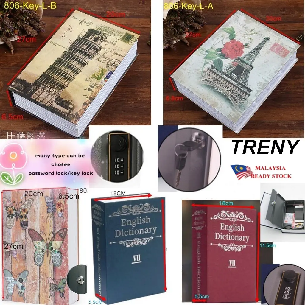 TRENY Secret Safety Box Book Safe Passcode Hidden Storage Anti Theft Lock Security Secret Compartment Portable Office