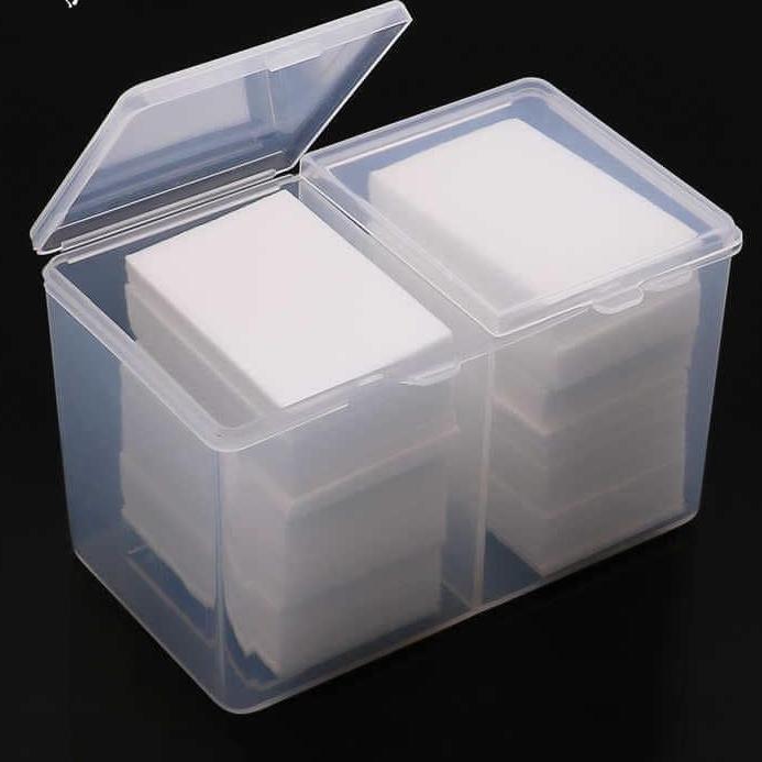 Hộp đựng giấy lau gel 2 ngăn có nắp - Hộp nhựa đựng Giấy lau gel làm Nail