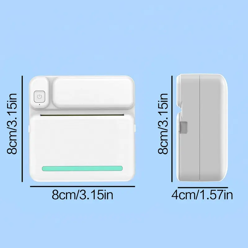 Portable Wireless Printer, 1 Set USB Rechargeable Printer with 5 Rolls Thermal Paper & 5 Rolls Adhesive Paper & 3 Rolls Colorful Paper & 1 Charging Cable, Office Accessories 1