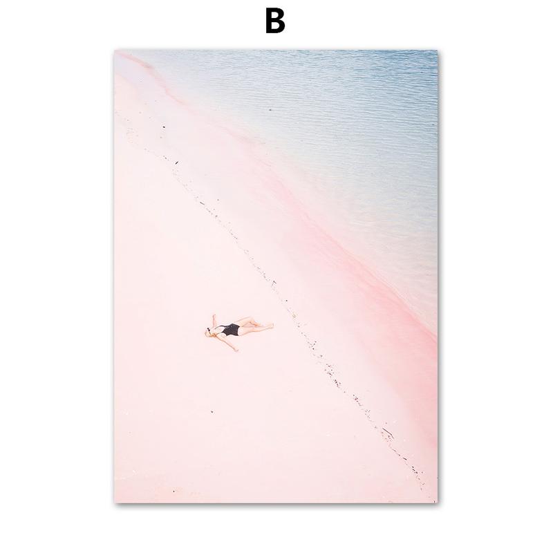 Pink Cloud Peony Flower Beach Door Street Wall Art Canvas Painting Nordic Posters And Prints Wall Pictures For Living Room Decor 3